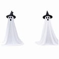 thumbnail image 2 of 2 Pack Light Up Standing Ghost Halloween Yard Decor with Remote, Witch Hat White Fabric Ghost Porch Lawn Lights, Tall Spooky Ghost Outdoor Halloween Decorations,A, 2 of 6
