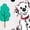 WHITE, variant on Disney - 101 Dalmatians Animated - Collage of Dalmatian Family - Juniors Cropped Cotton Blend T-Shirt