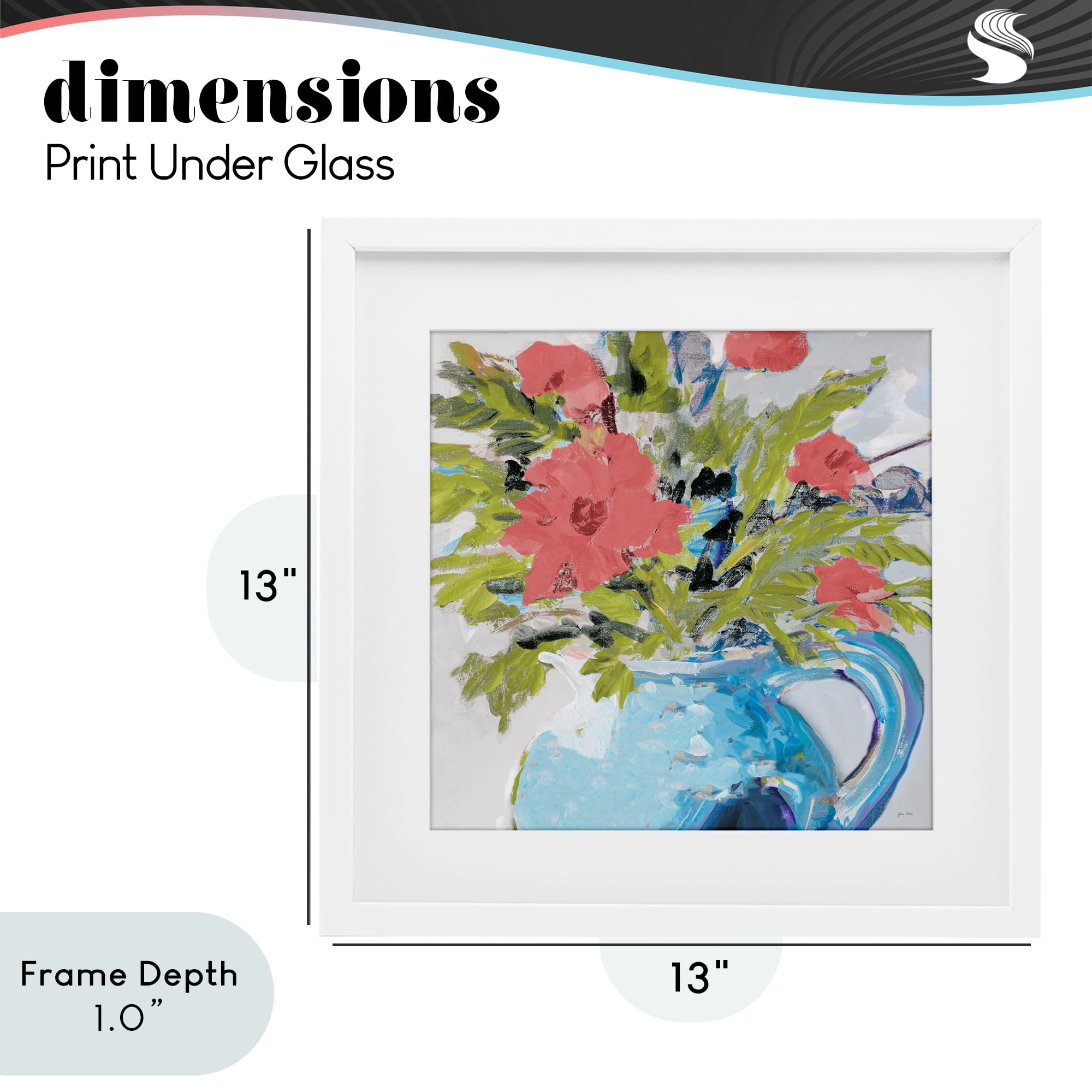 Stupell Industries Daisies in Blue Vase White Framed Print Under Glass, design by Jane Slivka