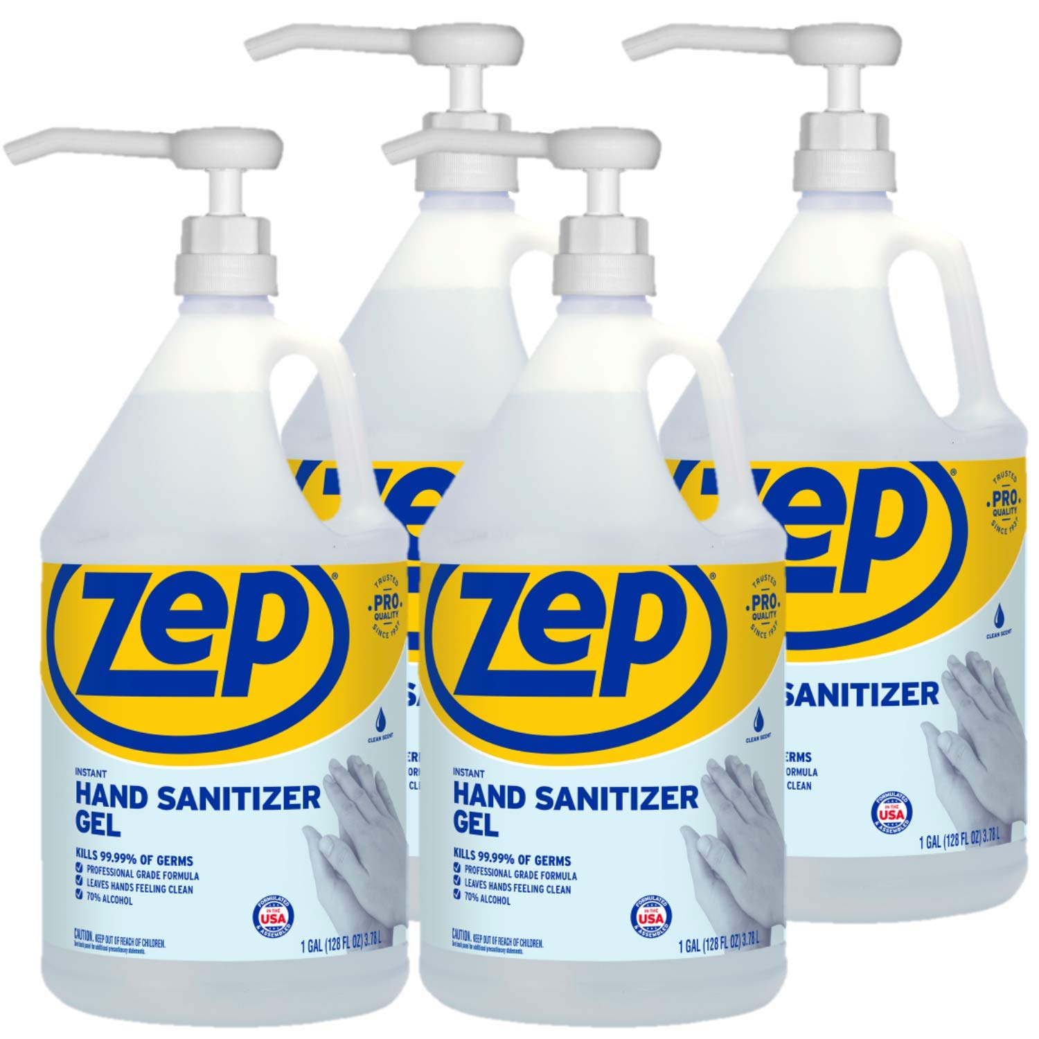 New! Zep Instant Hand Sanitizer Gel 70 Alcohol 1 Gallon (Case of 4