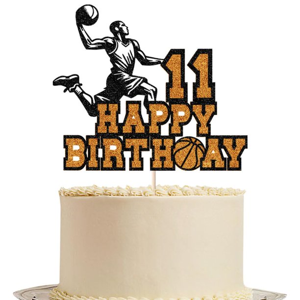 Fiesta de feliz cumpleaños T11 con temática de baloncesto Cake Topper