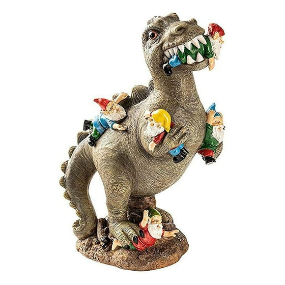 Dwarf Dinosaur Eating Gnome Garden Art Outdoor Statue Resin Material