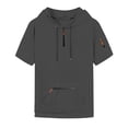 thumbnail image 4 of Styesk T Shirts for Man Men Solid Color Summertime Short Sleeve Hooded Zipper Pocket Shirt Top, 4 of 4