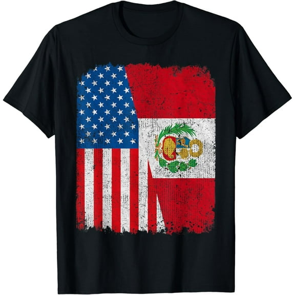 Peruvian American Flag Half USA Peru Root Proud T-Shirt mens t shirt，black，women，funny，misfits，men，journey
