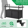 thumbnail image 5 of SEGMART Outdoor Rolling Wicker Bar Cart, Large Portable Outdoor Wicker Bar Table with Cabinet Storage and Glass Countertop, Patio Wicker Serving Bar Cart for Pool, Party, Backyard, Black, 5 of 10