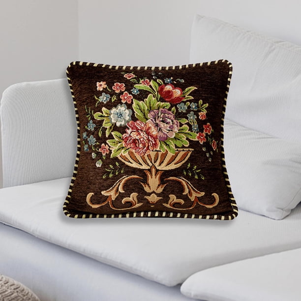 Funda de almohada decorativa de 48x48cm, funda de almohada cuadrada con estampado Floral lavable a máquina, multifuncional para el hogar y la Oficina Café