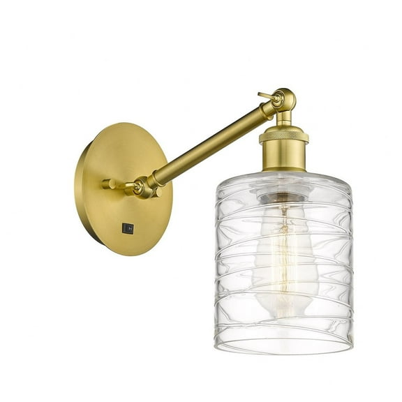 317-1W-SG-G1113-LED-Innovations Lighting-Caledonia - 1 Light Wall Sconce In Industrial Style-11.38 Inches Tall and 5.3 Inches Wide Satin Gold Clear