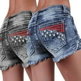 thumbnail image 6 of Riforla Women Pants Embroidered Denim Shorts Fashion Stretchy Ripped Denim Shorts for Women Blue XL, 6 of 7