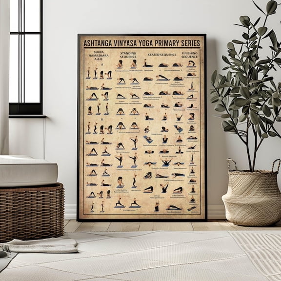 Ashtanga Yoga Poster, Ashtanga Primary Series Poster, Yoga poses poster, Sun Salutation, Yoga Teachers, Yoga Teacher Training, Unframed Paper Poster 8x10in