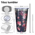 thumbnail image 4 of 16oz Tumblers Pioneer Flower Floral Print Pattern Stainless Steel Vacuum Insulated Double Wall Travel Tumbler Cups Mug with Lid and Straw,Cleaning Brush for Coffee,Tea, 4 of 4