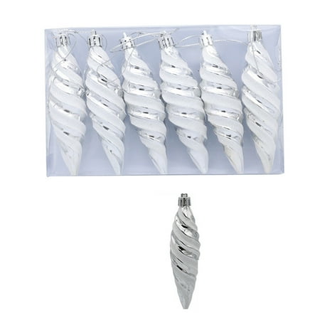 

CUH 6Pcs Convenient Hangings Tree Pendants Lightweight Party Supplies Christmas Decor Durable Spiral Ball Festival Xmas Decorations Silver