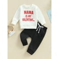 thumbnail image 2 of Valentine's Day Toddler Newborn Baby Boy Outfit Mama's Valentine Crewneck Sweatshirt Long Pants Spring Cotton Clothes Set, 2 of 7