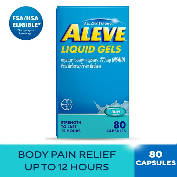 Aleve Liquid Gels Naproxen Sodium Pain Reliever, 80 Count