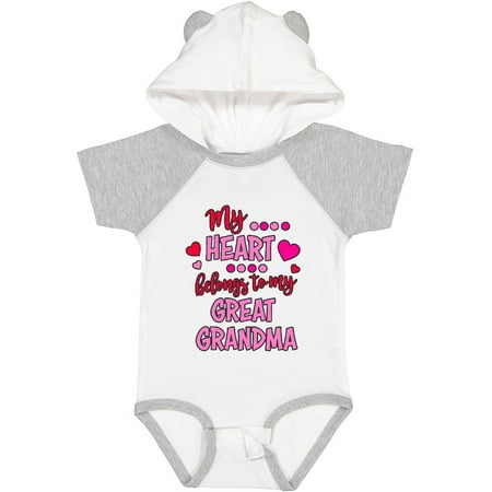 

Inktastic My Heart Belongs to My Great Grandma Gift Baby Boy or Baby Girl Bodysuit
