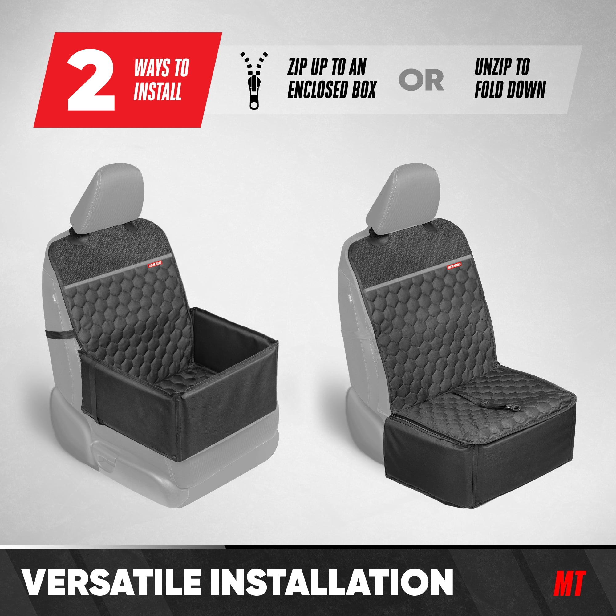Motor Trend Waterproof Foldable 2-in-1 Dog Car Seat Booster Bucket Style Pet Car Protector for Small & Medium Dogs