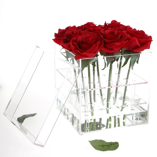 Acrylic Flower Box Decorative Creative Clear Water Holder Vase Flower Pot
