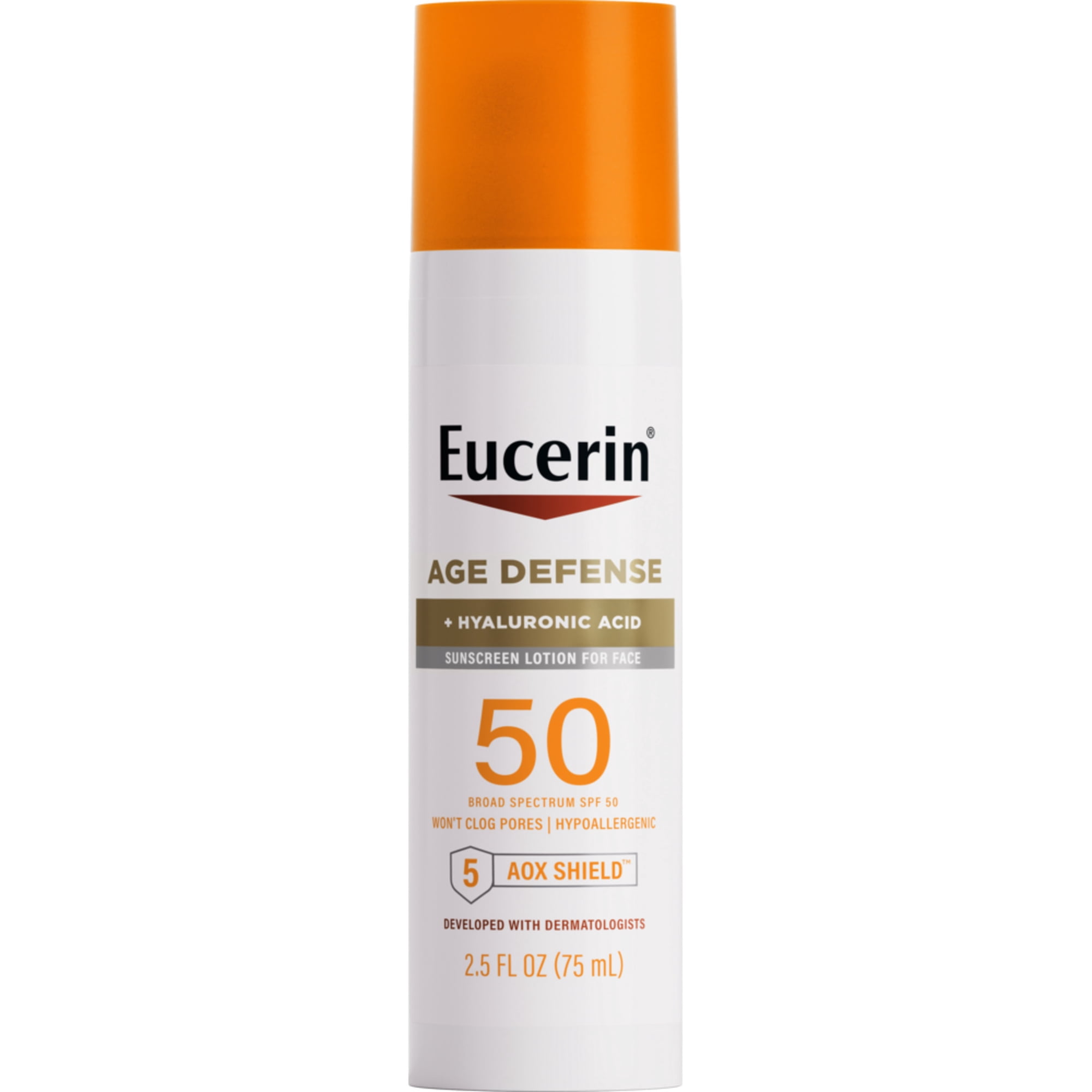 Eucerin Sun Age Defense Face Sunscreen Lotion SPF 50 with Hyaluronic Acid, 2.5 fl oz