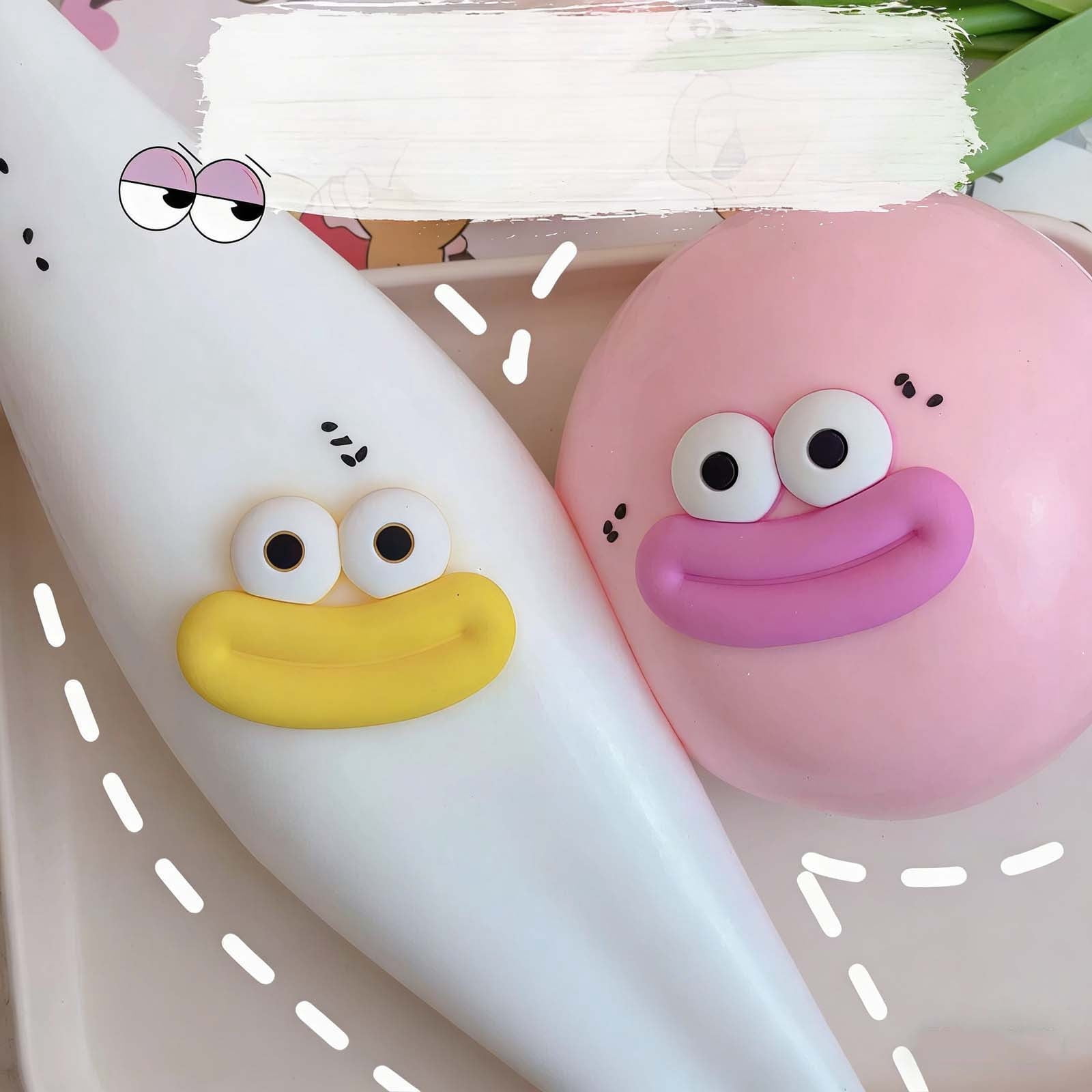 Cute Squeeze Fidget Toys for Teens & Adults, Giant Stress Ball with Big Eyes & Sausage Lips, Funny Prank Gifts, Party Supplies, Game Prizes