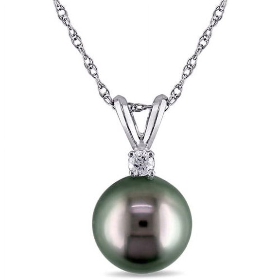 Everly Women's 8mm Cultured Tahitian Pearl 14k White Gold Pendant