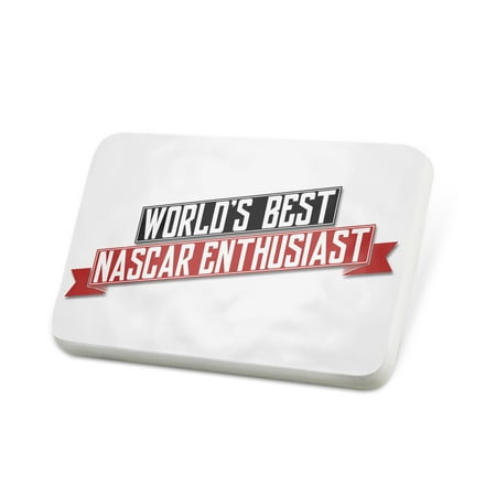 Porcelein Pin Worlds Best Nascar Enthusiast Lapel Badge –
