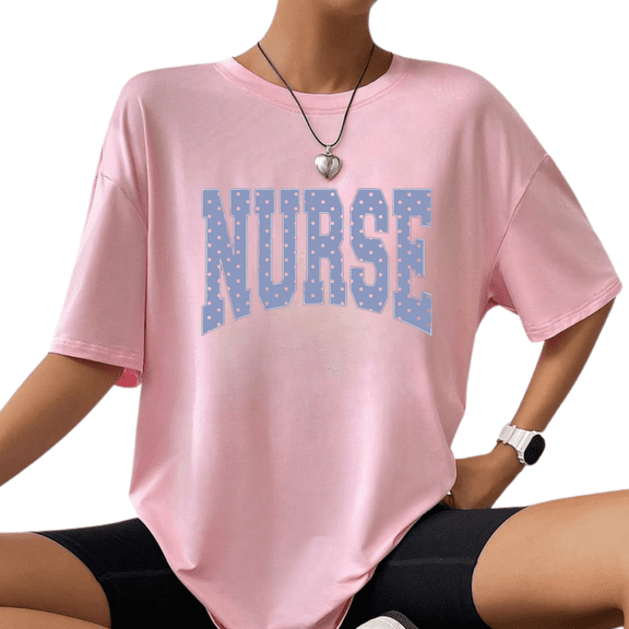 Nurse T Shirt for Women, Polka Dot Nursing Graphic Tee, Cute Healthcare Tshirt, Registered Nurse Gift for Medical Workers
