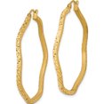 thumbnail image 2 of Sterling Silver Gold-Plated Diamond Cut 2mm Wavy Hoop Earrings (41 X 41) Made In Indonesia qe8464, 2 of 5