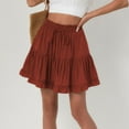 thumbnail image 6 of Women Solid Lace Up Skirt High Waist Skirt Pleated Ruffle Fold Skirt, 6 of 6