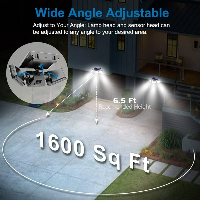 2 Pack - Solar Lights Outdoor, 800LM Wireless LED Solar Motion Sensor Lights Outdoor; 3 Adjustable Heads, 270° Wide Angle Illumination, IP65 Waterproof, Security LED Flood Light 2 Pack - Solar Lights Outdoor, 800LM Wireless LED Solar Motion Sensor Lights Outdoor; 3 Adjustable Heads, 270° Wide Angle Illumination, IP65 Waterproof, Security LED Flood Light