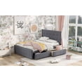 thumbnail image 3 of EUROCO Queen Size Linen Upholstered Platform Bed with Two Drawers, for Adults, Gray, 3 of 9