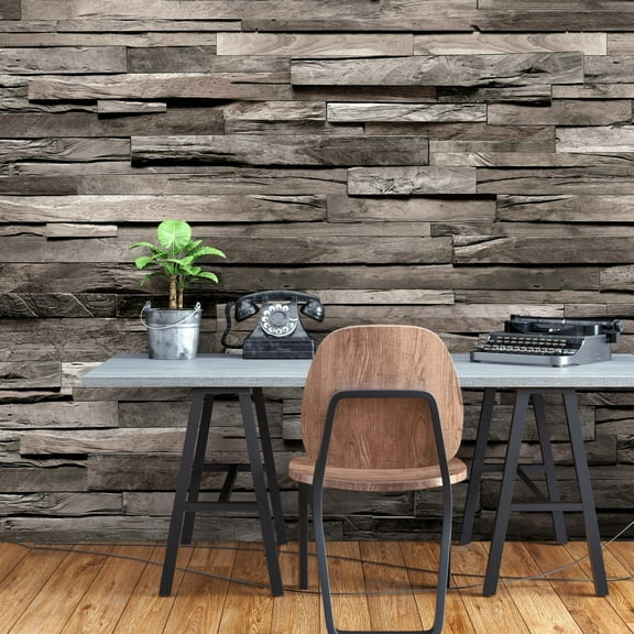 Tiptophomedecor Peel and Stick Wallpaper Wall Mural - Grey Cedar Barn Wood - Removable Wall Decals