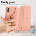 thumbnail image 2 of ELEHOLD Case for iPhone XS Max, RFID Blocking Zipper Leather Wallet Stand Case with Card Slot & Wrist Strap & Ring Holder,Pink, 2 of 10