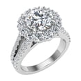 thumbnail image 2 of Eterna Jewel2 Ct Round Cut Diamond Ring - 14K White Gold Plated Solitaire Design with Double Halo Accents Rings - Lab-Created Engagement Ring for Women - Wedding Ring Gift for Her, 2 of 3