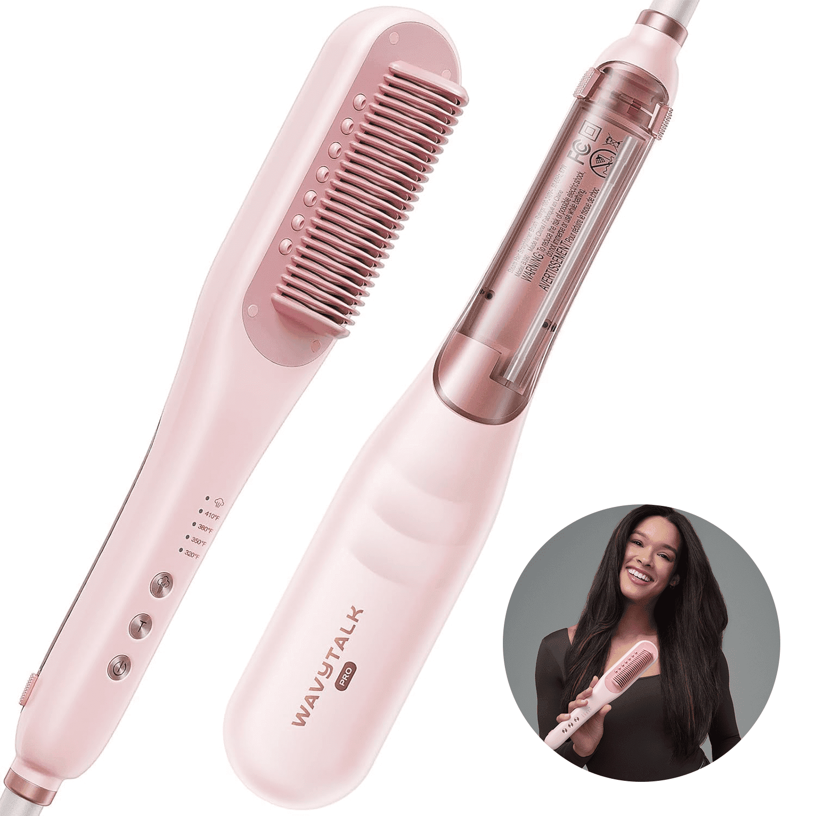 Wavytalk Pro Steam Hair Straightener Brush, 3 in 1 Straightening
