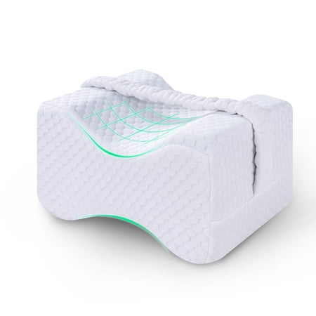 TechForma Knee Pillow, Memory Foam Leg Positioner Wedge Pillow, Leg Lumbar for Side Sleepers & Pregnant Women, Sciatica Knee Back Leg Hip Pain Relief