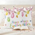 thumbnail image 3 of Easter Eggs Outdoor Waterproof Pillow Covers, Butterfly Flowers Spring Watercolor Branch Floral Decorative Square Throw Pillowcase Sofa Cushion Sham for Patio/Couch/Chair, 16"x16" 2 Pack, 3 of 8
