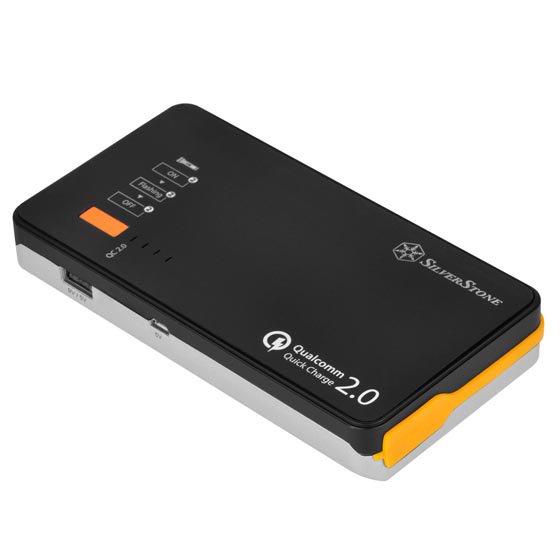 SilverStone Technology PB06BS 10,000mAh portable power bank with Quick Charge 2.0 and jump starter