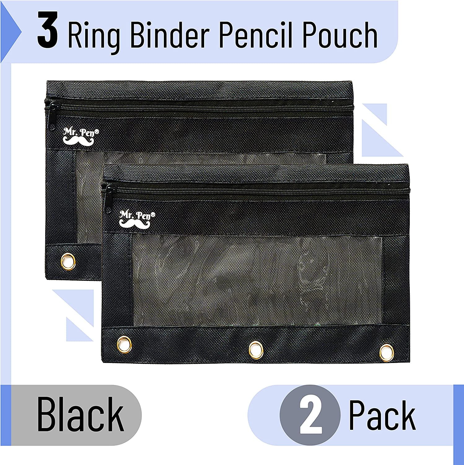 Mr. Pen - Pencil Pouch, Blue and Orange, 2 Fabric Pencil Pouches, Binder  Pockets, Pencil Case, Binder Pouch, Pencil Bags