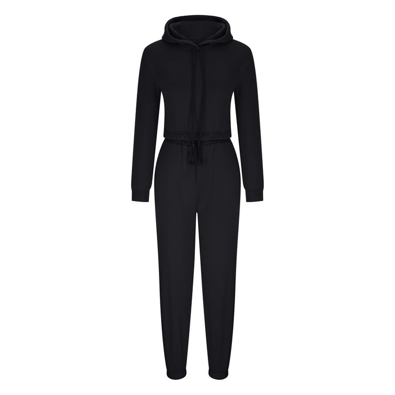 Womens black sweatsuit set hotsell
