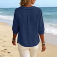 thumbnail image 5 of Homenesgenics Going Out Tops for Women Plus Size Collared Shirt Casual Short-Sleeve Half-Button Summer Blue XXL, 5 of 9