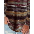 thumbnail image 4 of DYMADE Women Plus Size Gradient Stripe V-Neck Long Sleeve Top T-shirt, 4 of 4