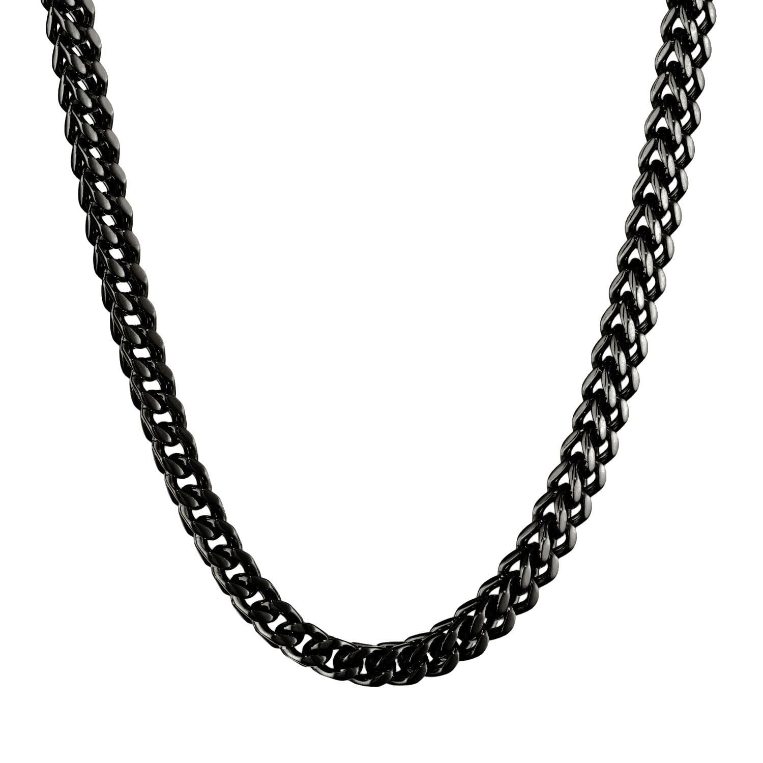 BIG Jewelry Men's Blackplated Stainless Steel Wheat Chain Necklace (6mm)