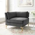 thumbnail image 2 of Sofa Corner Chair, Velvet, Grey Gray, Modern Contemporary Urban Design, Living Lounge Room Hotel Lobby Hospitality, 2 of 6