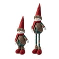 thumbnail image 6 of WKSCLPAI Retractable Leg Plush Christmas Tabletop Figurine, Vintage Plaid Fabric Standing Snowman Ornament for Fireplace Home Xmas Decor, Style B, 6 of 9