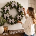 thumbnail image 6 of 2 Pcs Champagne Glitter Bows For Christmas Decoration, Decorative Ribbon Bows For Garland & Gift Wrapping Indoor Xmas Arrangement, 6 of 6