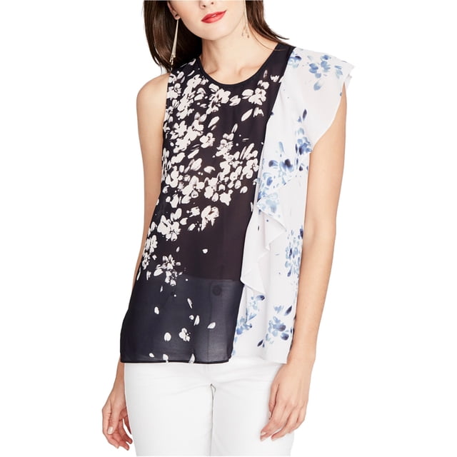 Blusa de punto con volantes transparentes Rachel Roy azul XS