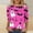 Hot Pink, variant on Women Halloween Ghost Pumpkin Bat All Over Print Crew Neck 3/4 Sleeve Casual T-Shirt Navy L