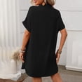 thumbnail image 4 of Vestido Casual Cuello en V para las Mujeres, Vestido de Manga Corta de Color Sólido de Moda para la Primavera, la Fecha Y el Uso Diario, 4 of 9