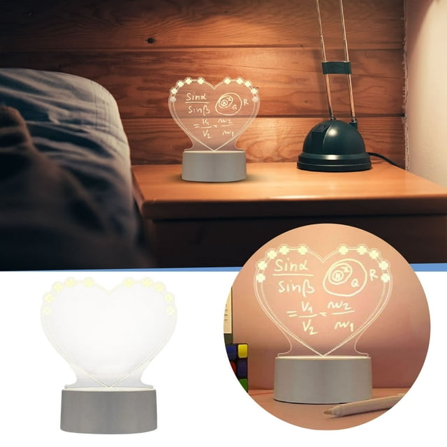 HLONK LED Note Board Acrylic Board With Light Light Up Board With Base As A Glow Memo LED Letter Message Board Note Glass Led Board White Board 4ml
