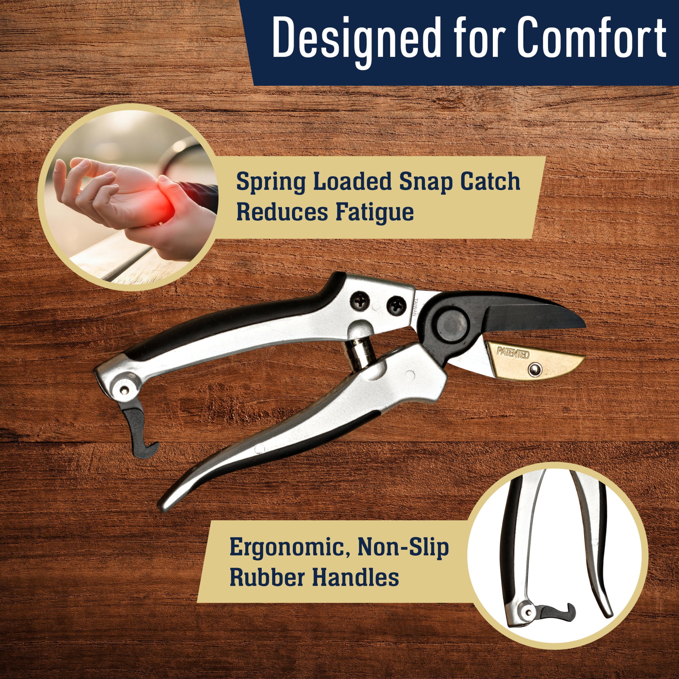 Kings County Tools 7.75” Heavy Duty Anvil Pruning Shears for Gardening - Small Branch Cutter