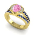thumbnail image 2 of 2.35 Carat Oval Cut Pink Sapphire & Blue Sapphire Gemstone Beautiful Engagement Ring for Ladies Solid 14K Yellow Gold Size 4.5 by Diamond-Capitals, 2 of 8